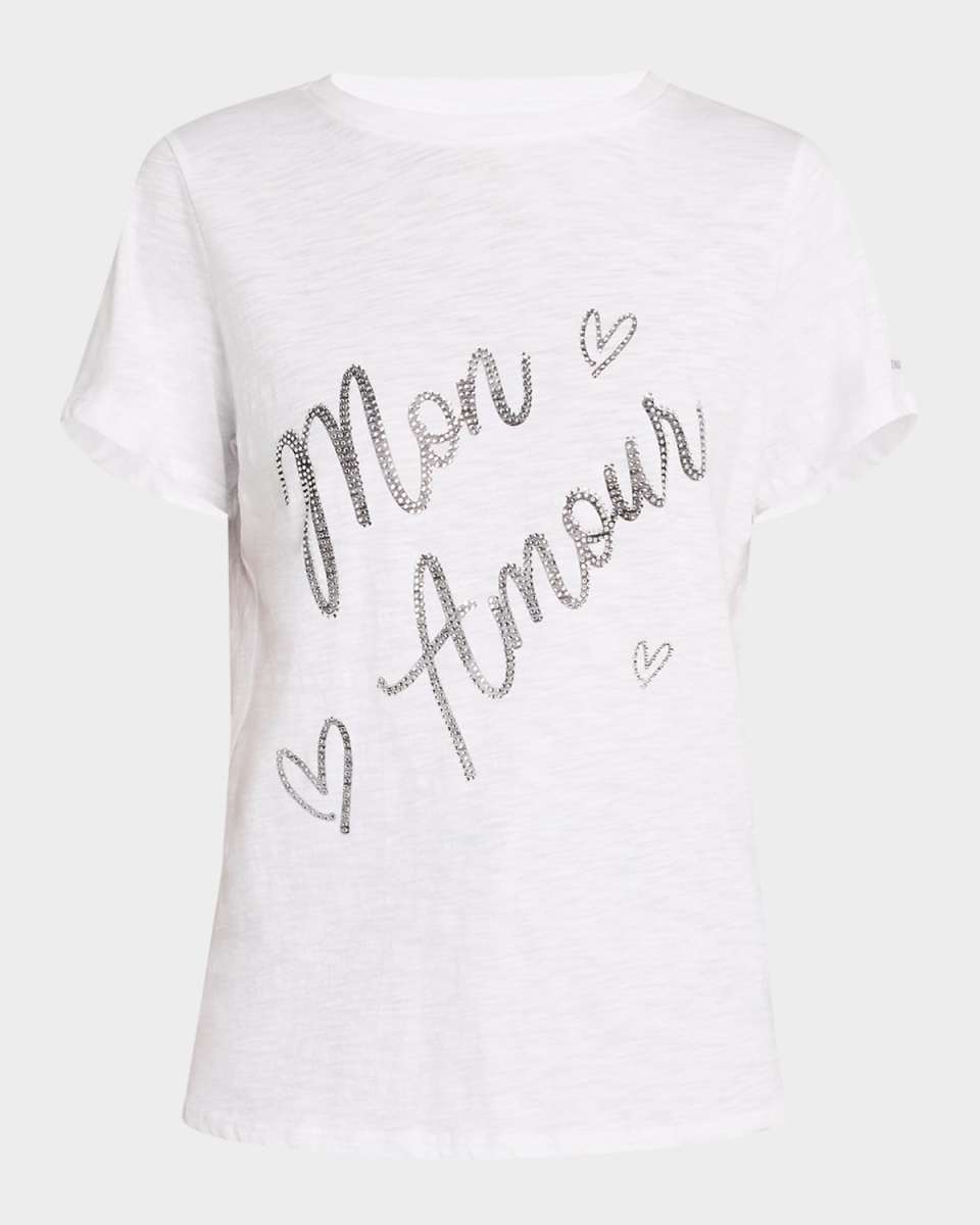 Mon Amour Rhinestone Cotton Tee